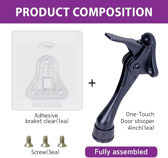 Door Stopper with Adhesive Bracket Stickers, No Drilling or Tools Needed - Image 4