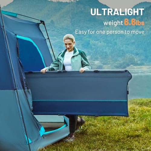 TIMBER RIDGE 20-Second Quick Set-Up Camping Cot, Lightweight Aluminum Folding Cot with Zipper Closure, Portable Carry Bag Included for Camping, Travel and Outdoors, Support up to 225lbs, Blue 2pcs - Image 2