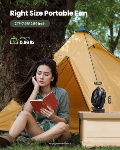 Gaiatop Portable Camping Fan with LED Lantern, Clip on Fan for Tent - Image 3