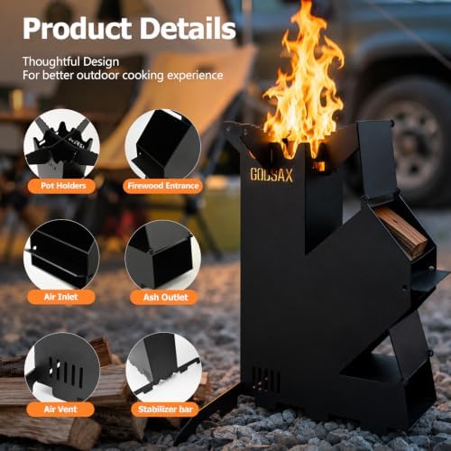 Rocket Stove Portable Wood-Burning Camping Stove with Storage Bag - Image 6