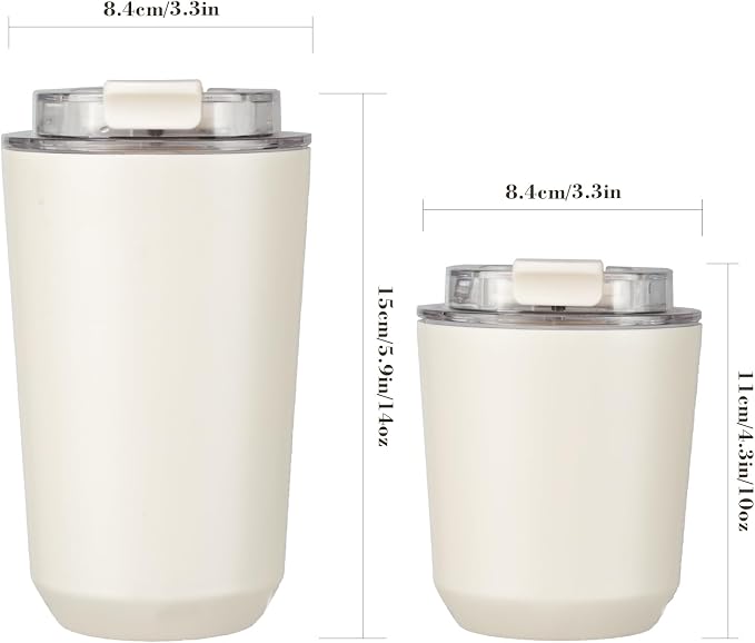 Puraville 2 Pack Insulated Tumblers with Lid, 10 oz Travel Coffee Mug Stainless Steel Vacuum Cup, Leak Proof Double Walled Coffee Tumbler for Iced and Hot Drinks, Peacock Blue and Cream - Image 2