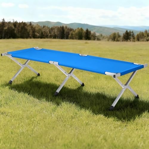 HOMSUPPLIE'S Folding Camping Cot,Outdoor Portable Camp Bed, Sleeping Cots with Carry Bag (Blue) - Image 5