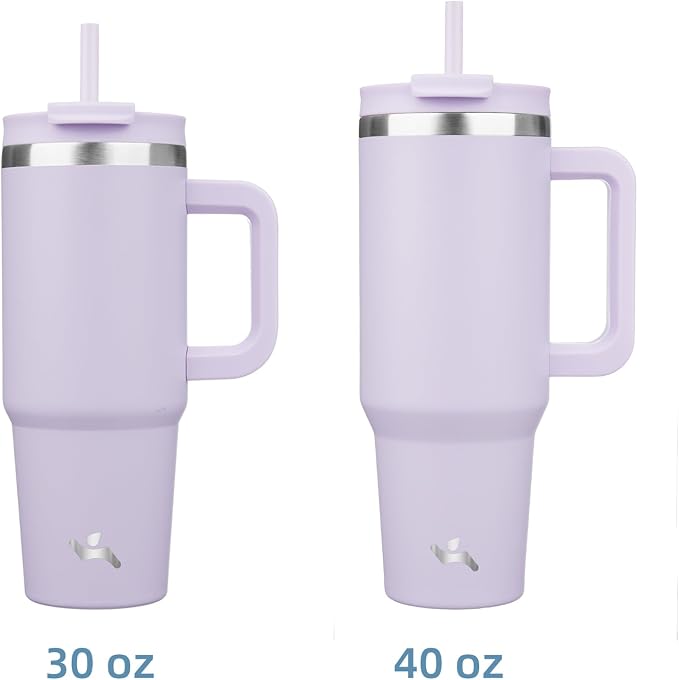 Konokyo 30 oz Tumbler with Handle and 2 Straws,2 in 1 Lid Insulated Water Bottle Stainless Steel Travel Coffee Mug,Wisteria - Image 3
