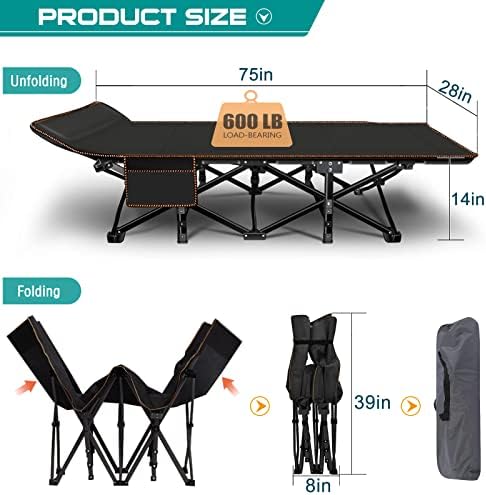 LILYPELLE Folding Camping Cot, Extra Wide Heavy Duty Sleeping Cots - Image 5