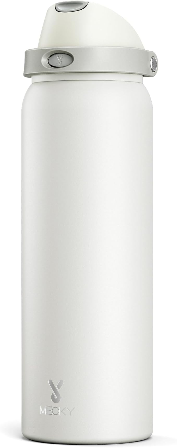 40 oz Insulated Water Bottle with Straw: Meoky Stainless Steel Metal Water Bottle with 2-in-1 Lid - Leak Proof, Cold for 24 Hours, Protective Silicone Base, BPA-Free for Sports Gym, Ivory by MEOKY