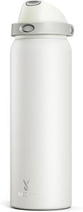 40 oz Insulated Water Bottle with Straw: Meoky Stainless Steel Metal Water Bottle with 2-in-1 Lid - Leak Proof, Cold for 24 Hours, Protective Silicone Base, BPA-Free for Sports Gym, Ivory by MEOKY