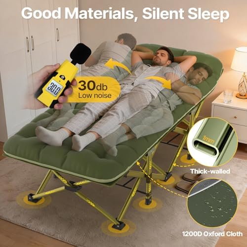 Slendor XXL Camping Cot with Mattress, Pillow & Carry Bag, 32" Extra Wide - Image 4