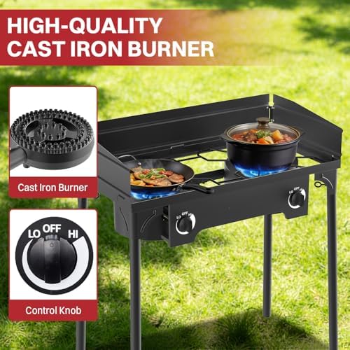 2 Burner Propane Camp Stove | 150,000 BTU | High Pressure Gas Burners - Image 4