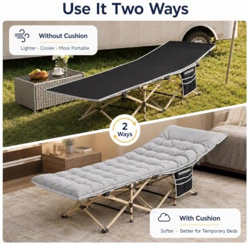 Yaheetech Folding Camping Cot Heavy Duty with Thick Mat & Carry Bag - Image 6