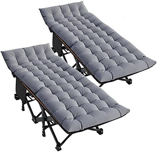 DoCred Folding Camping Cot with Mattress, 2 Pack Heavy Duty Folding Cot by DoCred