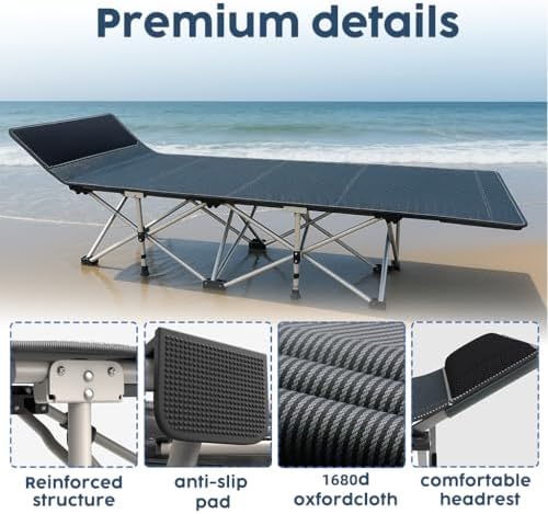10-Leg Heavy Duty Camping Cot for Adults with Mattress - Image 3