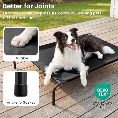 Love's cabin Elevated Cooling Dog Bed for Large Dogs, Portable Indoor & Outdoor Raised Pet Dog Cat Cot, Durable Summer Frame with Breathable Mesh, Black, 48 inches - Image 4