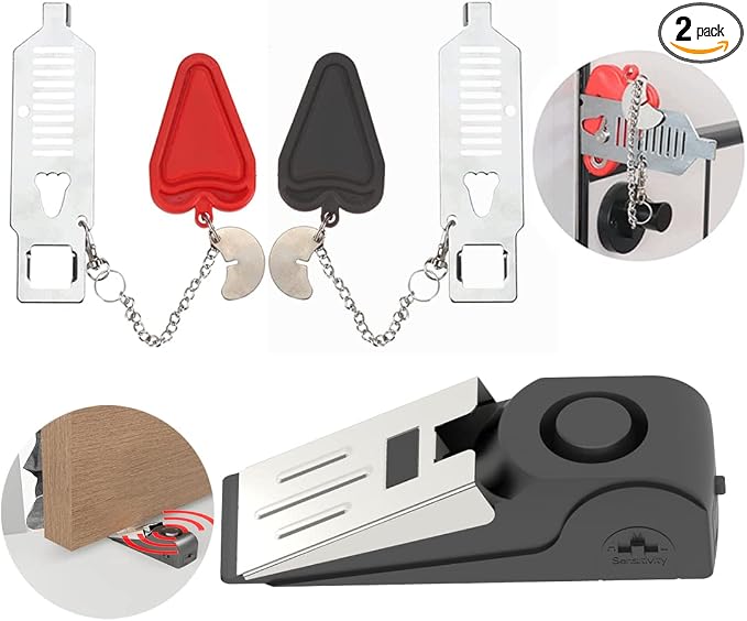 3 Packs Portable Door Stop Alarm & Door Lock, Upgraded Home Security Door by CYANLUX