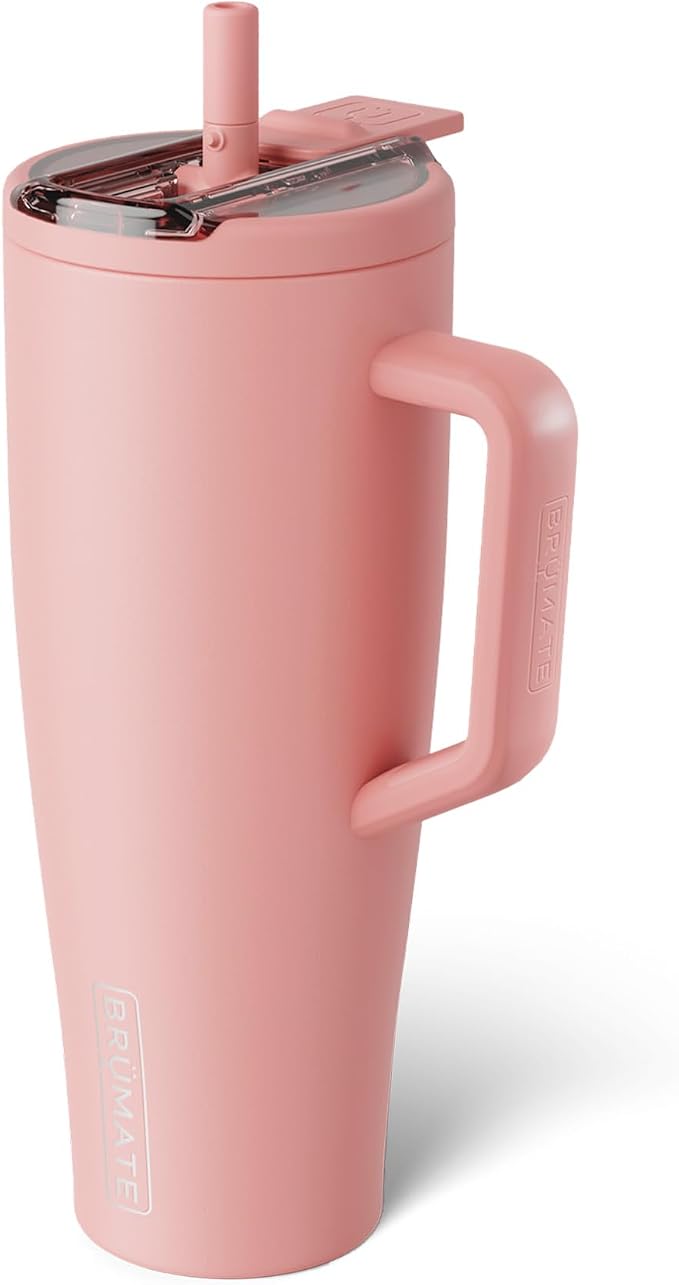 BrüMate Era Flip 40oz Tumbler with 100% Leakproof Covered Straw Lid | Hygienic Covered Straw | Insulated Stainless Steel Water Bottle with Handle | Cup Holder Friendly | BPA-Free (Guava) by Br%C3%BCMate