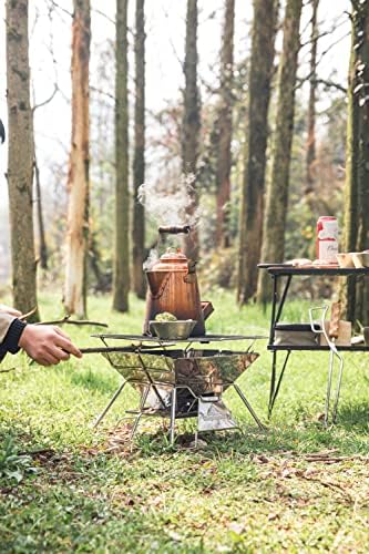 CAMPINGMOON Portable Campfire BBQ Grill 14 Inch Stainless Steel Folding Fire Pit Wood Burning Adjustable Height Outdoor Cooking RV Camping Carry Bag MT-2 - Image 6