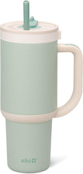 Ello Oasis 30 oz Tumbler with Handle & Retracting Straw | Reusable Insulated Stainless Steel Cup 100% Leakproof, Gifts for Teens Women Men | Keeps cold for 24 Hours, Cup Holder Friendly, Pistachio by Ello
