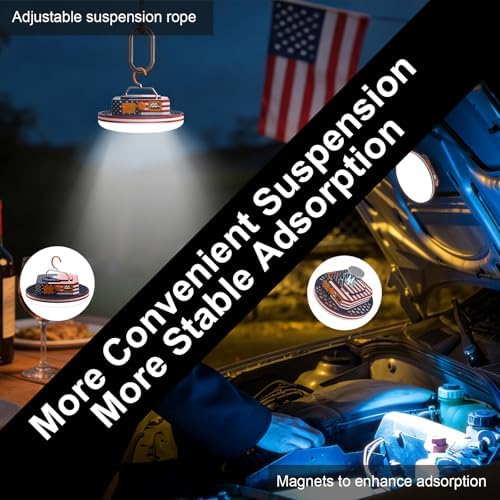 IODOO 10000mAh Rechargeable Camping Light with Remote , US Flag Print American Flag Light for Outdoor Camping Hiking Emergency Power Failure (30W(US Flag Style)) - Image 6