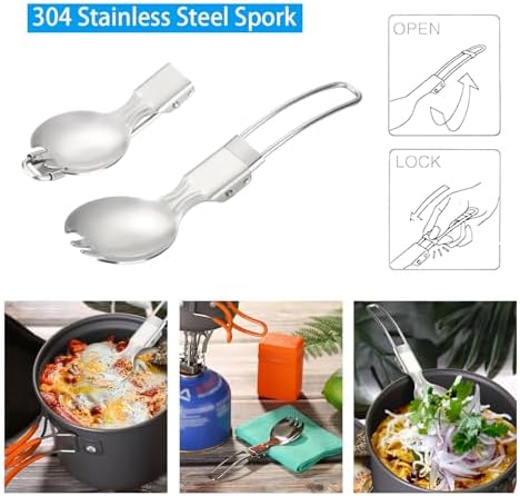 Odoland Camping Cookware Mess Kit, Lightweight Pot Stove Spork Set - Image 5