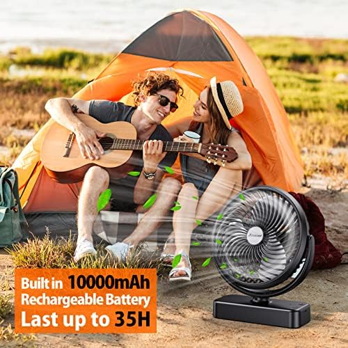 AMACOOL 10000mAh Battery Operated Camping Fan with LED Light-7 inch - Image 2