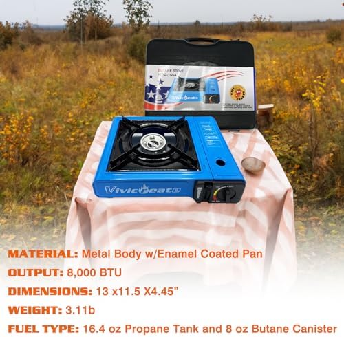 vivicreate 7000 BTU Portable Stove, Camping Stove, Butane Stove, Outdoor stove,Korean style BBQ stove,Blue - Image 6