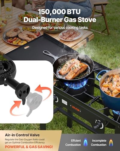VEVOR 2 Burner Outdoor Propane Gas Stove, Propane LPG Gas Camping Stove, - Image 4