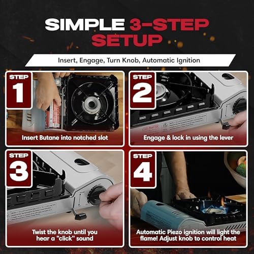 Chef Master Portable Butane Camping Stove, Backpacking Burner, 15,000 BTU - Image 6