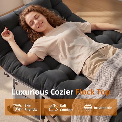 Fenbeli Portable Sleeping Cot for Camping, Heavy Duty Folding Bed, Black - Image 2
