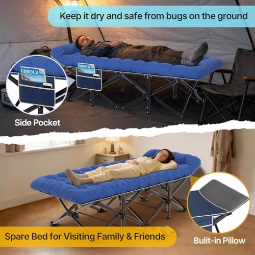 Slendor XXL Camping Cot with Mattress, Pillow & Carry Bag, 32" Extra Wide - Image 4
