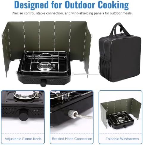 Uniflasy Propane Camping Stove with Carry Bag and Cookware Set - Image 5