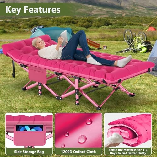 Slendor Camping Cot for Adults, Heavy Duty 500lbs with 3.5" Mattress - Image 6