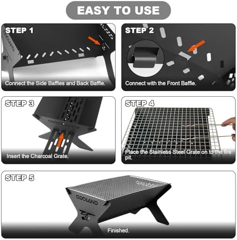 Odoland Portable Folding Charcoal Grills for Outdoor Cooking Bonfire BBQ - Image 4