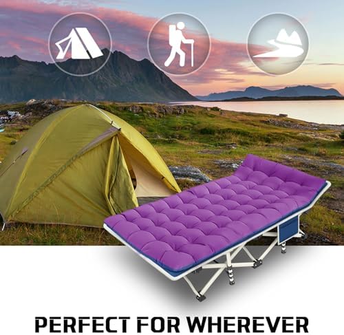 COLMERD 2 Pack Camping Cot with Mattress, Comfortable Sleeping Cot - Image 2