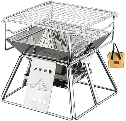 CAMPINGMOON Mini Charcoal Grill Portable Fire Pit Stainless Steel X-MINI by CAMPINGMOON