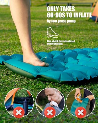 AKSOUL Camping Sleeping Pad with Pillow: Extra Thick 3.9 inch Ultralight Self Inflating Air Mat, Compact Lightweight Insulated Inflatable Sleep Mattress for Backpacking, Camp, Hiking, Tent - Image 3