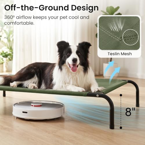 Love's cabin Elevated Cooling Dog Bed for Large Dogs, Portable Indoor & Outdoor Raised Pet Dog Cat Cot, Durable Summer Frame with Breathable Mesh, Olive Green, 48 inches - Image 2