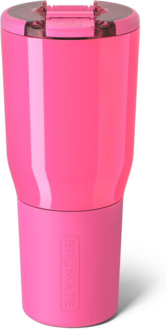BrüMate Nav 35oz 100% Leak Proof Insulated Travel Tumbler with Magnetic BevLock™ Lid - Double Wall Cup-Holder Friendly Stainless Steel Mug (Neon Pink) by Br%C3%BCMate