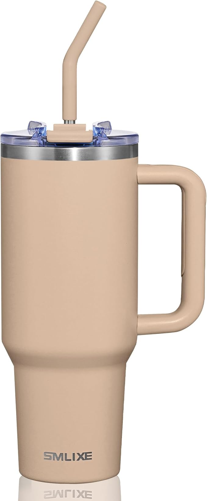 40 oz Tumbler with Handle and Straw Lid,Insulated Reusable Stainless Steel Water Bottle Travel Mug，Cupholder Friendly Double Wall Vacuum Sealed Cup (Mocha) by smlixe