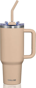 40 oz Tumbler with Handle and Straw Lid,Insulated Reusable Stainless Steel Water Bottle Travel Mug，Cupholder Friendly Double Wall Vacuum Sealed Cup (Mocha) by smlixe