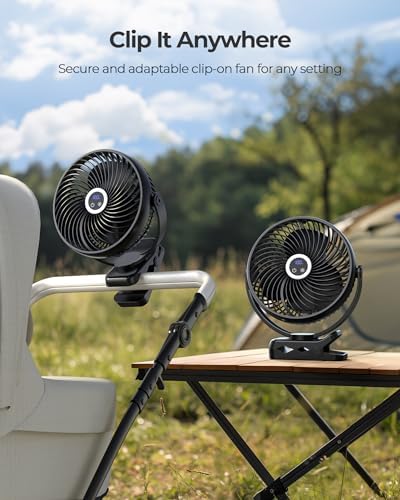 Koonie 8'' 10000mAh Portable Clip on Fan with LED Lantern and Hook - Image 5
