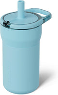 BrüMate Leap 12oz 100% Leakproof Kids Tumbler with Handle & Silicone Soft Straw | Durable Drop Resistant Silicone Sleeve | Made of Insulated Stainless Steel | Cup Holder Friendly | (Glacier) by Br%C3%BCMate