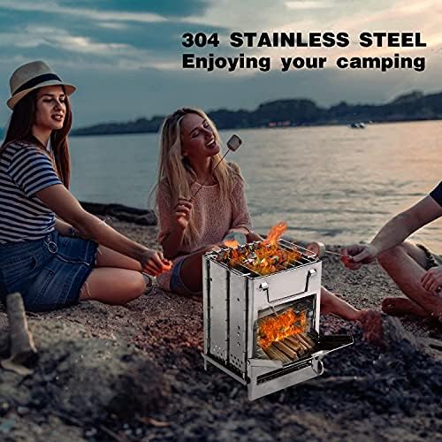 REDCAMP Wood Burning Folding Camp Stove Stainless Steel Grill, Portable Collapsible Backpacking Stove Survival Rocket Stove for Hiking Outdoor Tent Camping Picnic BBQ, Samll - Image 6