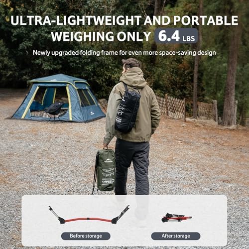Naturehike ArmyWild Folding Camping Cot, Height Adjustable Ultralight Backpacking Cot, Portable Camping Bed for Camping Hiking Travel Home - Image 4