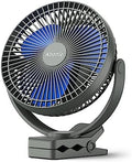 Koonie 8" Clip on Fan, 10000mAh Rechargeable Battery, Strong Airflow, Blue by Koonie