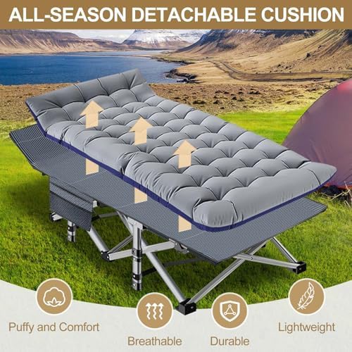 DoCred Oversized XXL Folding Camping Cot with Mattress, 2 Pack 32" Wide Cot - Image 6