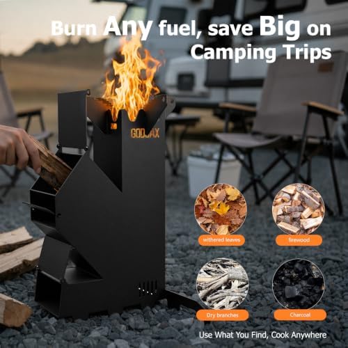 Rocket Stove Portable Wood-Burning Camping Stove with Storage Bag - Image 3
