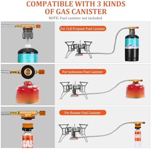 6800W Camping Backpacking Stove, Outdoor Portable Burner Cooking Stove with Fuel Canister Adapter, Piezo Ignition, Carry Case, Foldable Windproof Camping Gas Stove for Picnic Hiking - Image 6