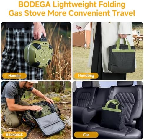 BODEGA 2 Burner Camping Stove,20000 BTU Foldable Propane Camp Stove with Pressure Adjustable Burners,Wind-Resistant Dual Gas Stoves with Portable Handle&Bag&GrillPan for Camping,BBQ,RV,Tailgating - Image 5