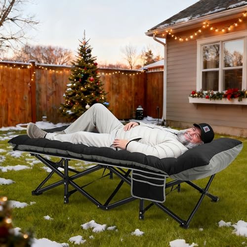HABUTWAY Camping Cot with Mattress, 32" Extra Wide Camping Cots for Adults, Sleeping Cot for Adults Holds Up to 600LBS, Cots for Sleeping, Camp, Rv, Beach, Patio, Office Naps(Black) - Image 2