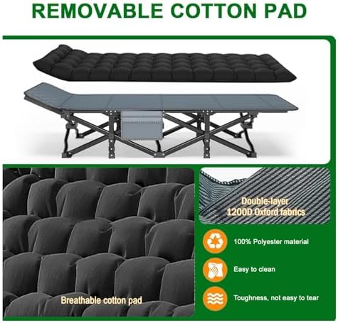 Camping Cot, 28'' Wide Sleeping Cots for Adults, Indoor & Outdoor with Pad - Image 2