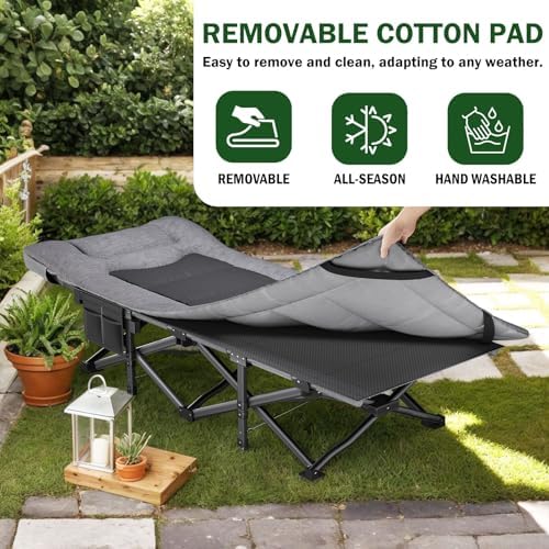 Mopaicot Camping Cot for Adults, Adjustable Headrest Folding Bed - Image 3